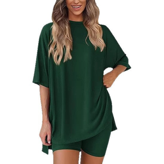 Women's Summer Set Solid Color Loose Pajamas Fashion Casual Suit