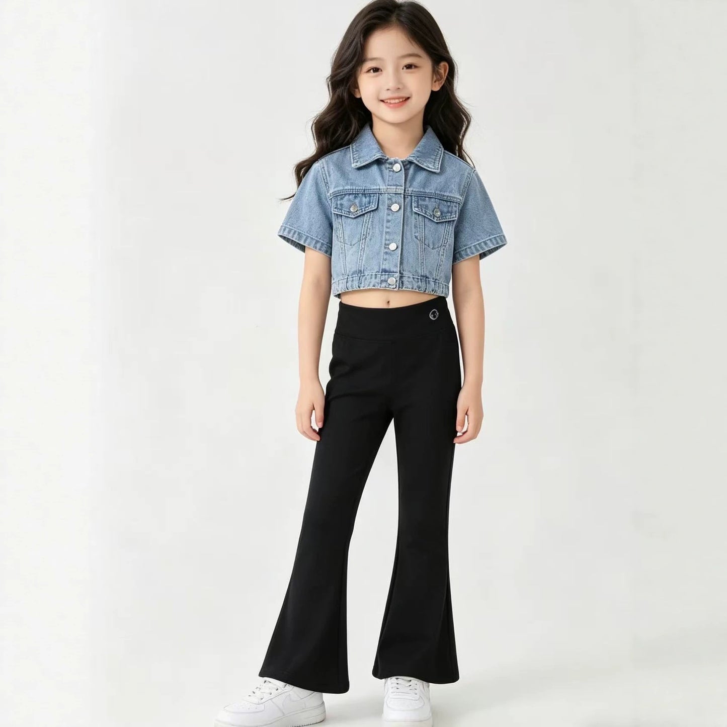 Children's Yoga Summer Skinny Shark Older Black Bell-bottoms Children's Pants