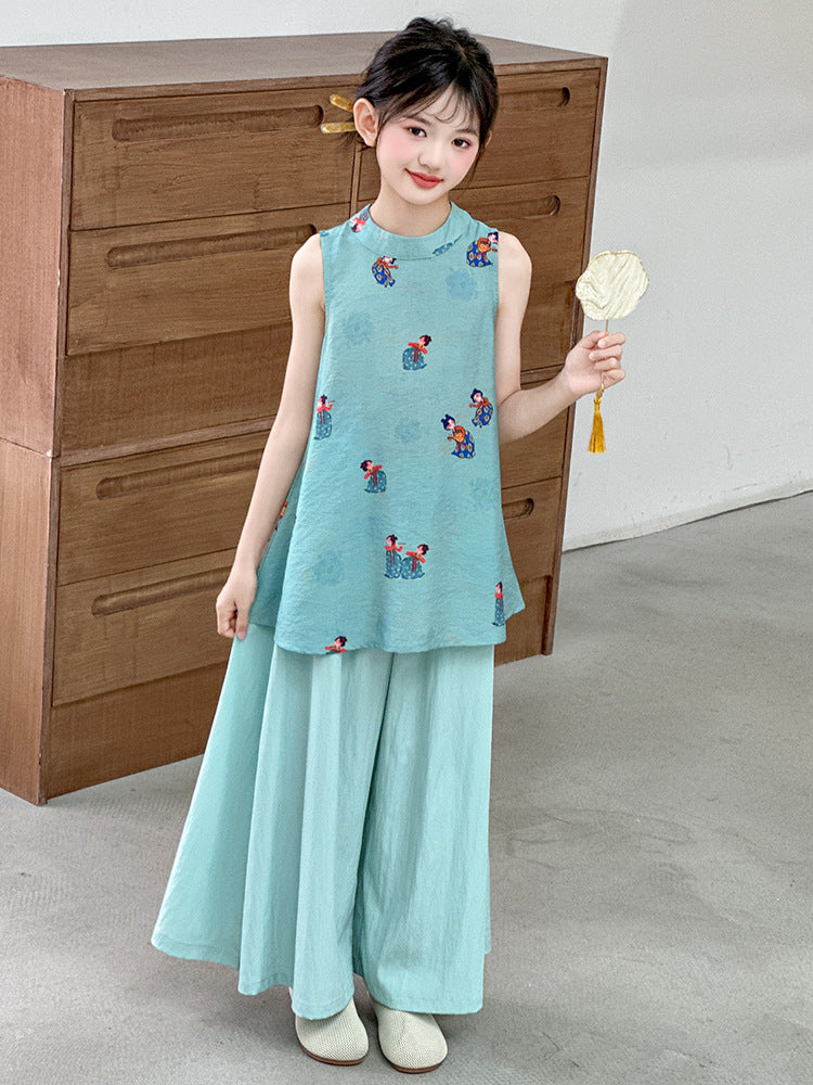 Children's Chinese Older Ancient Style Han Clothing Summer Culottes Children's Suit