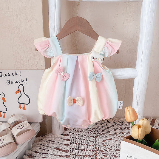 Babies Summer Clothing Princess Western Style Sleeveless Triangle Jumpsuit, Climbing Suit