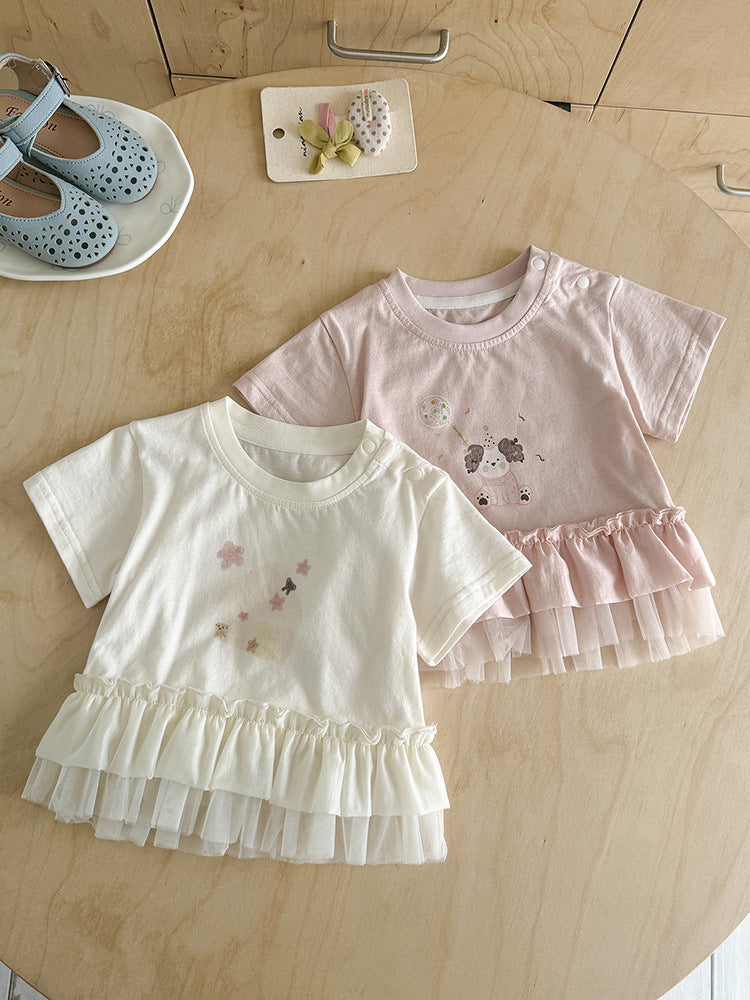 Infant Summer Thin Korean Style Cartoon Printed Short Sleeve Year Children's T-shirt
