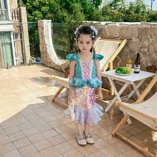 Children's Costume Sequined Fishtail Mermaid Princess Children's Dress