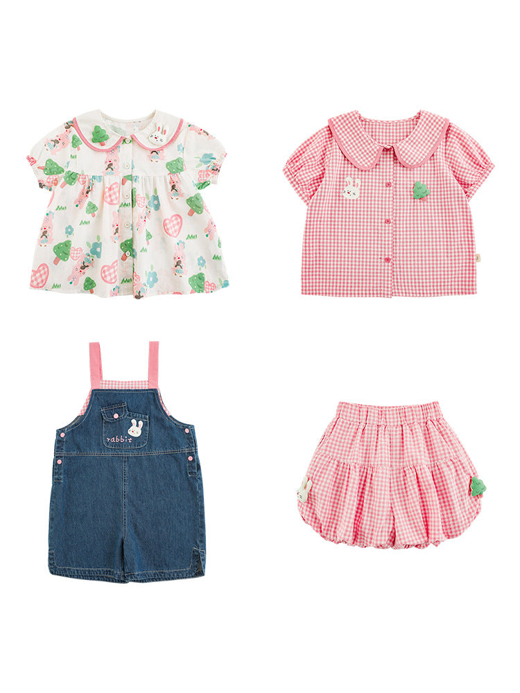 Children's Farm Mania Series Summer Yarn-dyed Plaid Children's Suit