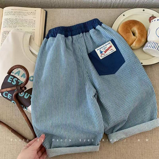 Children's Spring Cotton Striped Loose Harem Trousers Korean Style Baggy Children's Pants