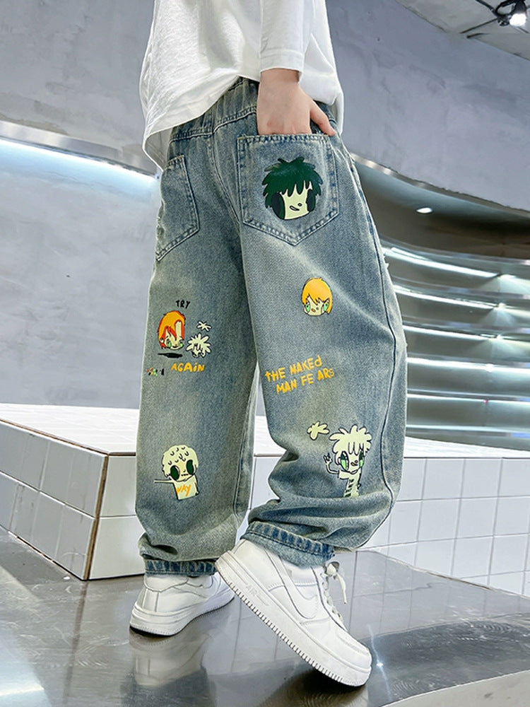 Children's Jeans Fashionable Fried Street Boyish Look Children's Pants