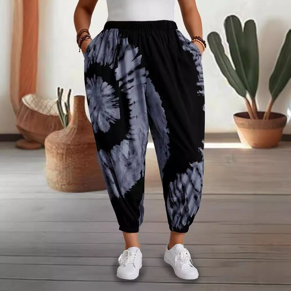 Women's Loose Printed Fashionable Skinny Trousers Casual Pants