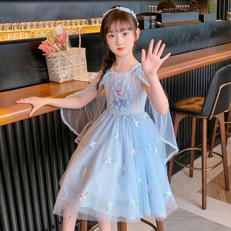 Children's Princess Elsa Summer Clothing Fashionable Gauze Skirt Little Children's Dress