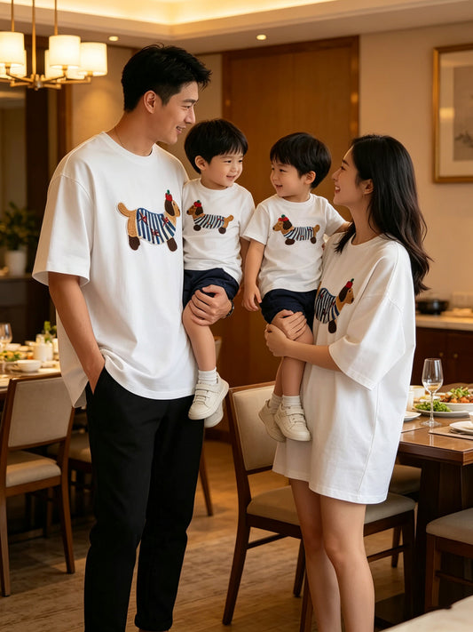 Summer Matching Sausage Dog Cotton Short-sleeved T-shirt For The Whole Parent-child Outfit