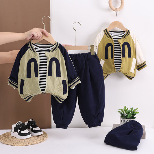 Autumn Fashion Clothes Large Letter Backpack Children's Suit