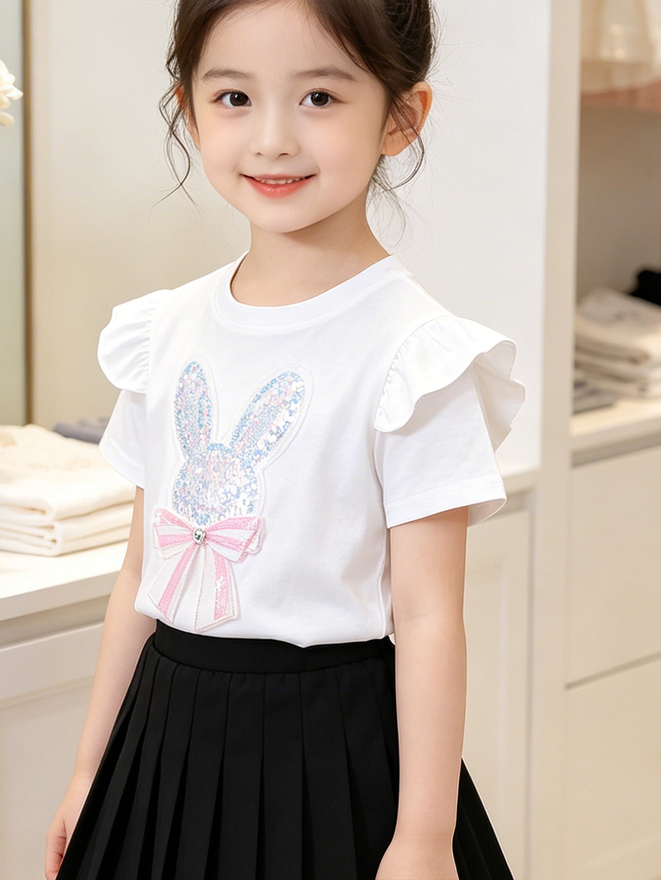 Children's Ice Porcelain Cotton Short-sleeved Summer Princess Breathable Shirt Thin Children's T-shirt