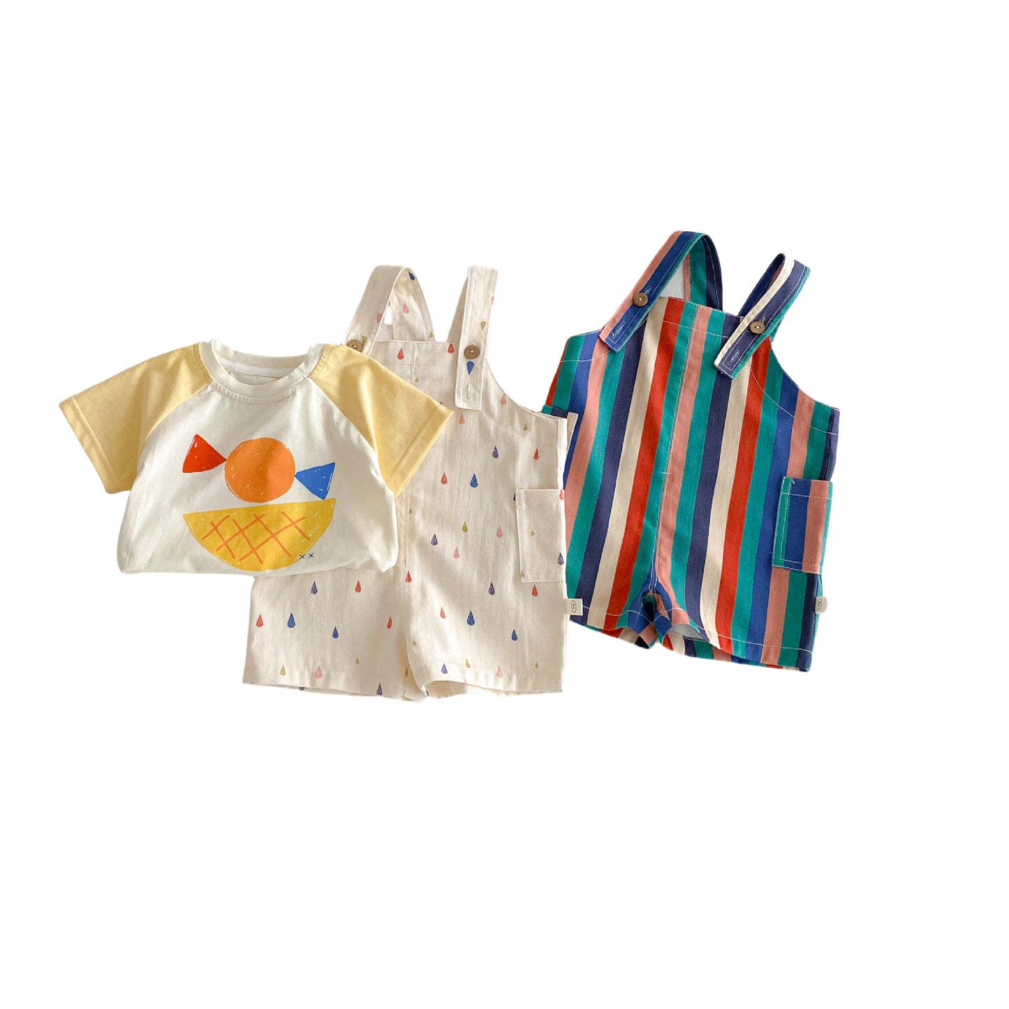 Children's Striped Suspender Summer Fashion Casual Raindrop Trendy Children's Pants