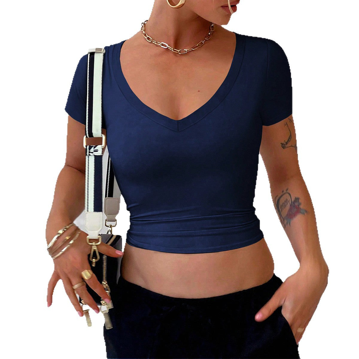 Women's Vacation Versatile Round Neck Sleeve Tops