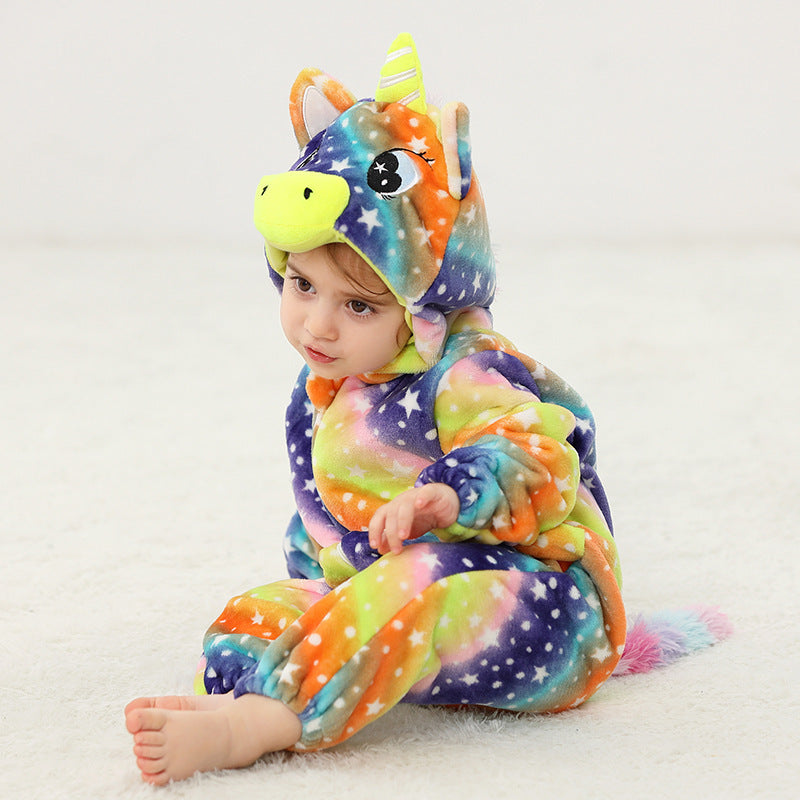 Children's Flannel Romper Pajamas Class Animal Jumpsuit Jumpsuit, Climbing Suit