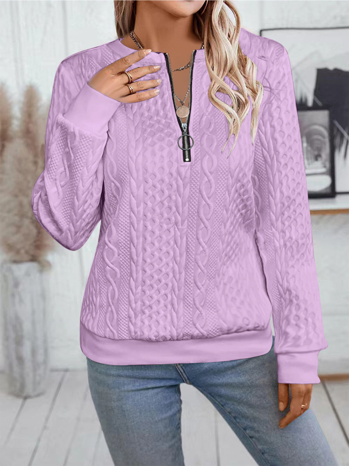 Innovative Popular Women's Casual Neckline Zipper Sweaters