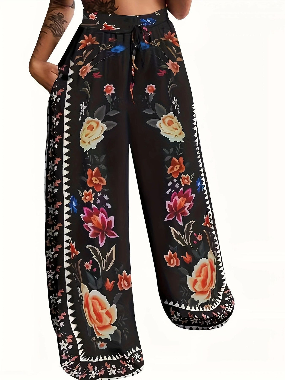 Women's Autumn Fashion Lace Up Positioning Printing Casual Pants