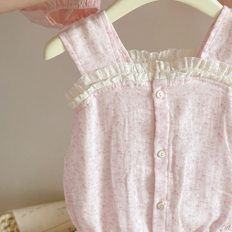 Infant Veil Floral Lace Romper Western Jumpsuit, Climbing Suit