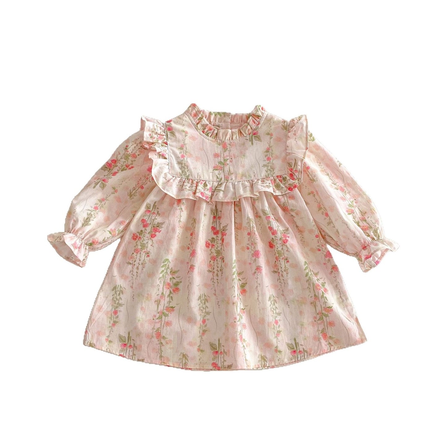 Spring Tree Lacework Long Sleeve Flower Princess Floral Children's Dress