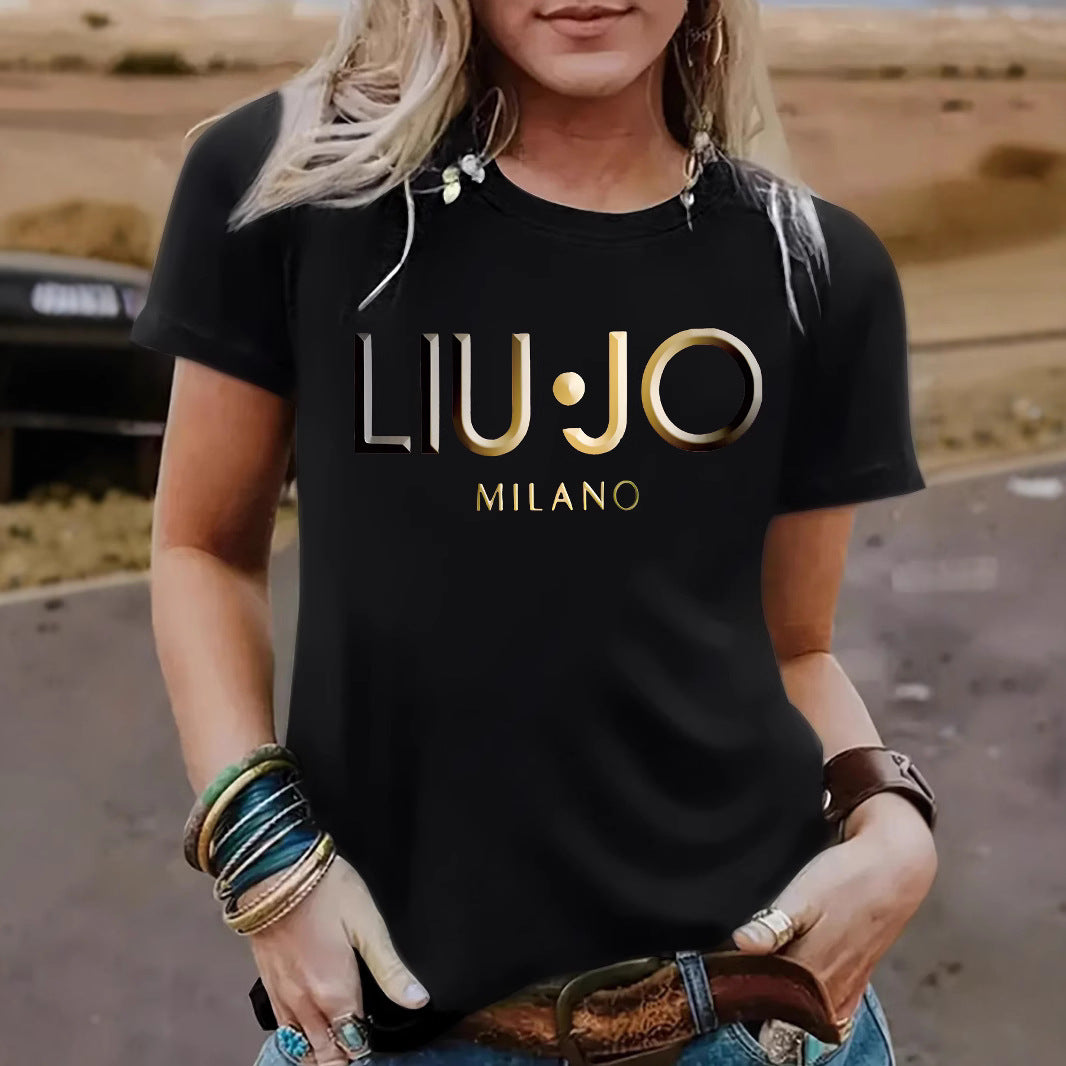 Women's Short-sleeved Slogan Fashion Loose Casual Round Women's T-shirt