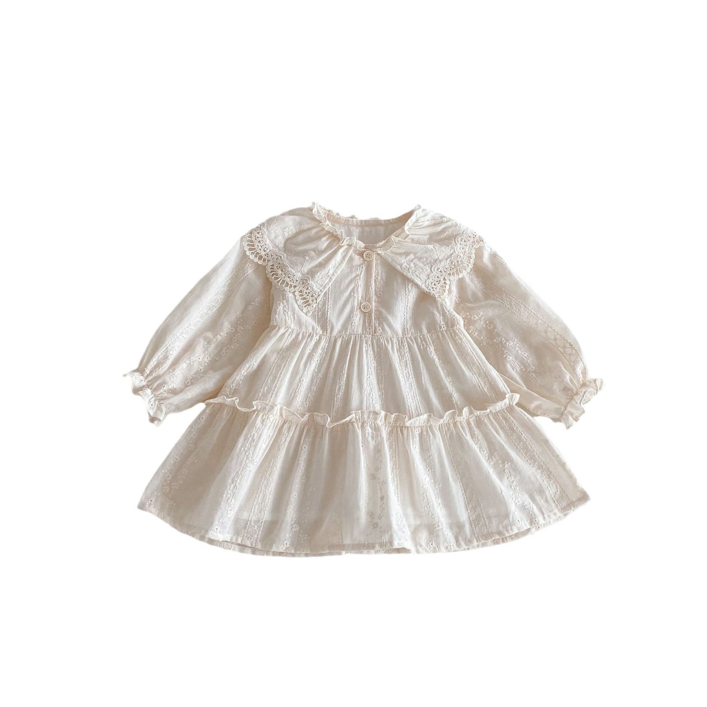 Children's Korean Style Lapel Lace Western Long Children's Dress