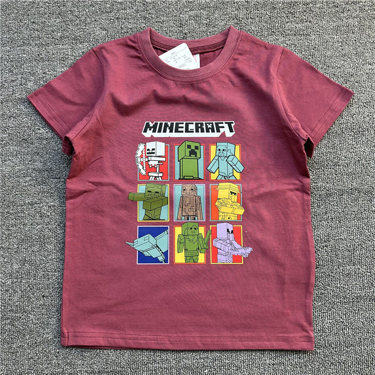 Children's Daily Order Summer My World Game Theme Short-sleeved Can Match Children's T-shirt