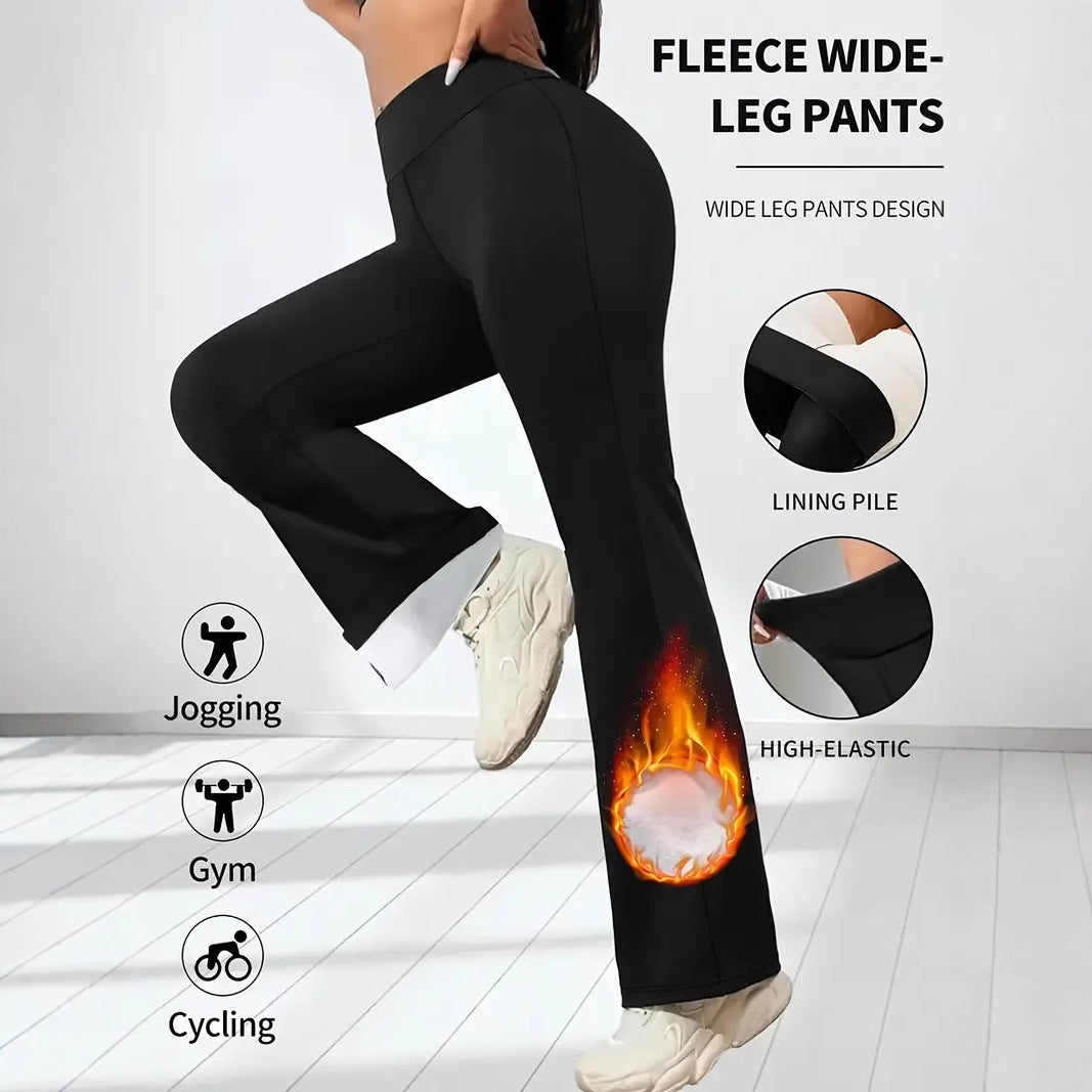 Women's Warm Yoga Outdoor Workout Fitness High Waist Fleece Pants