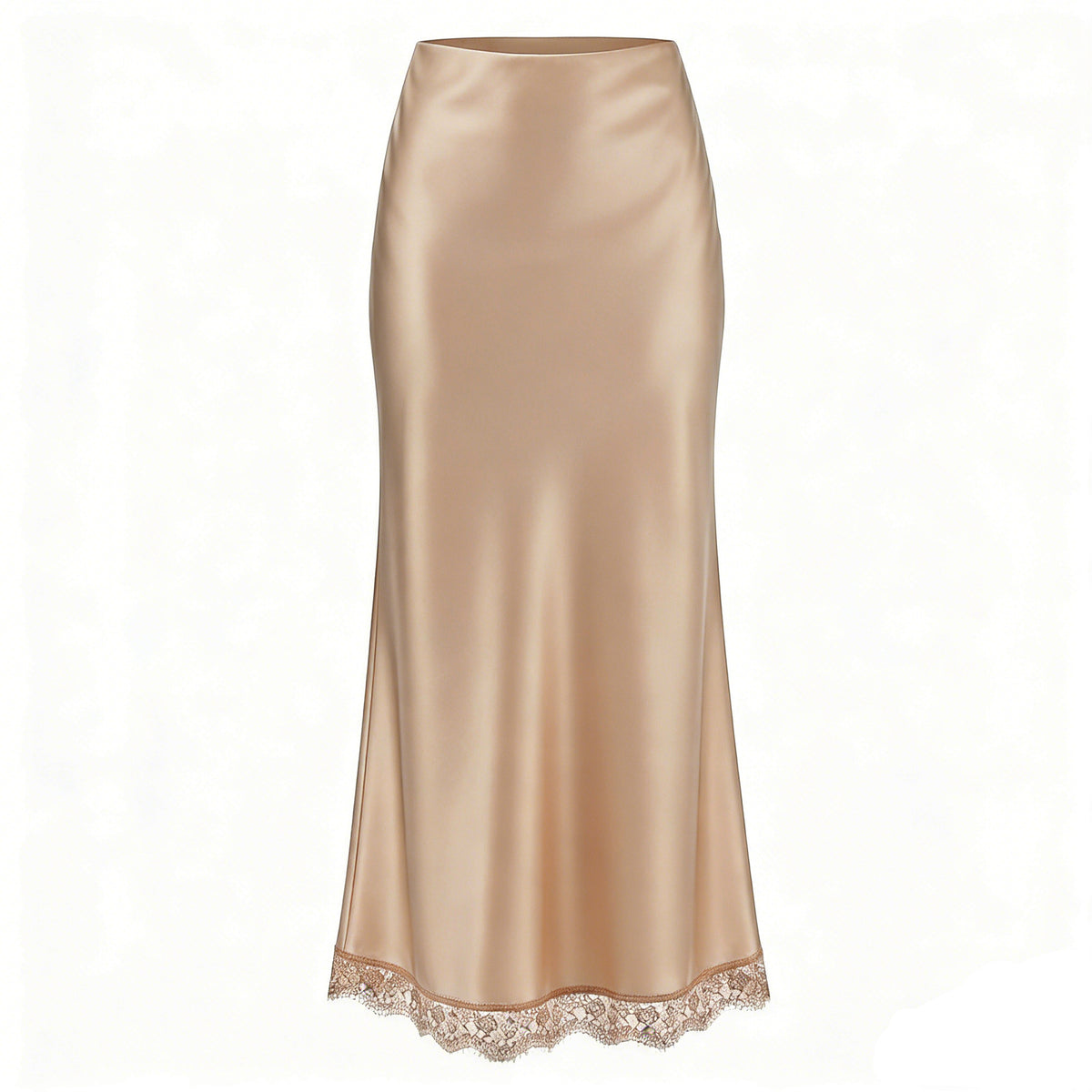 Lace Satin High Waist Elastic A- Skirts