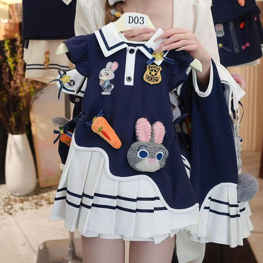 Summer Suit Rabbit Police Officer Skirt Princess Children's Dress