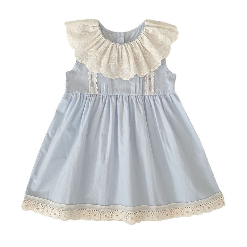 Summer Sleeveless Lace Collar Romper Fashionable Children's Dress