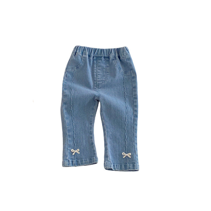 Children's Fashion Jeans Spring Western Style Korean Bow Children's Pants