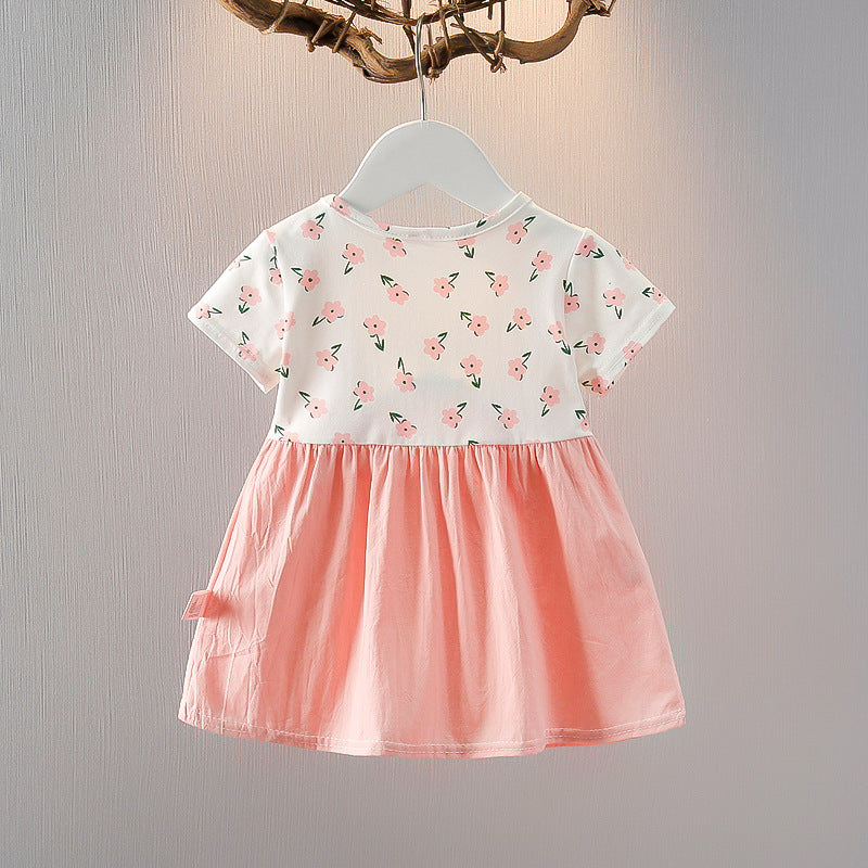 Summer Thin Fashionable Princess Short-sleeved Fake Suspender Little Skirt Children's Dress