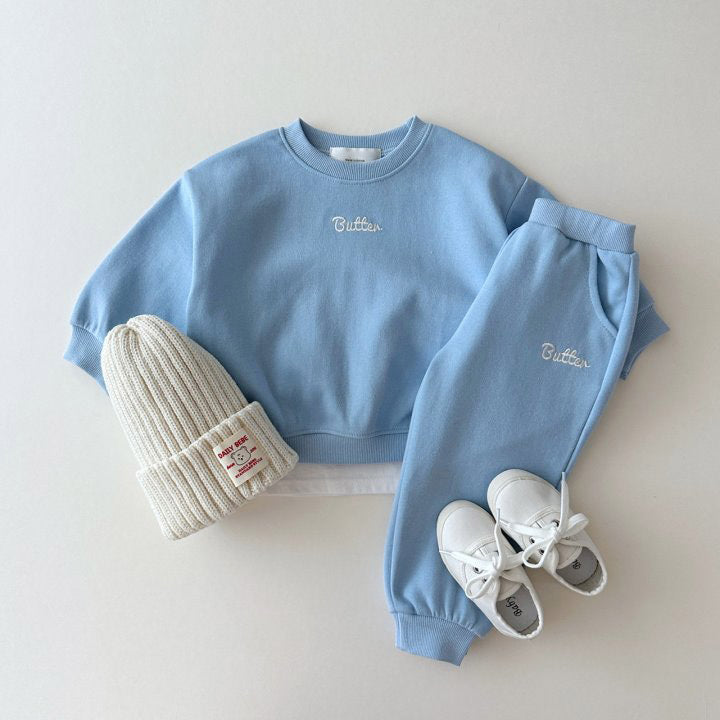 Children's Autumn Korean Style Cotton Letter Color Boys Sweater Children's Suit