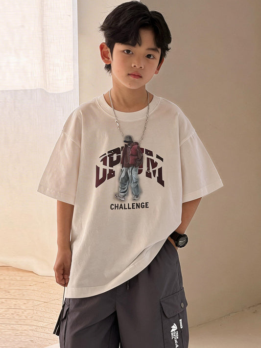 Children's Boy's Short-sleeved Summer Loose Top Boys Middle Big Children's T-shirt