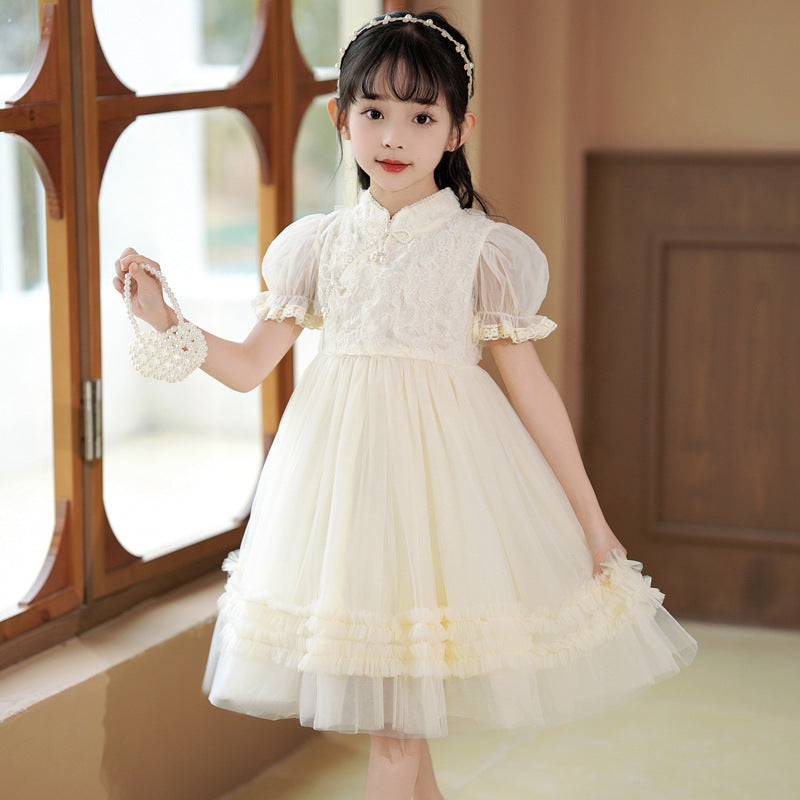 Children's Cheongsam Summer White Chinese Style Princess Children's Dress