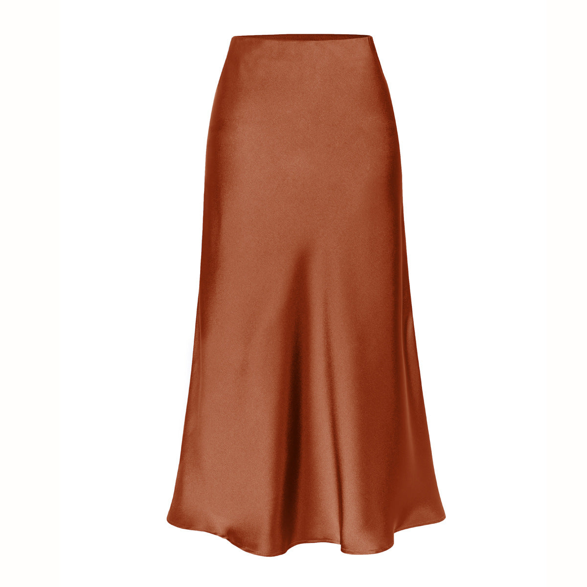 Women's Quality Acetate Satin Elastic Waist Pure Color Skirt
