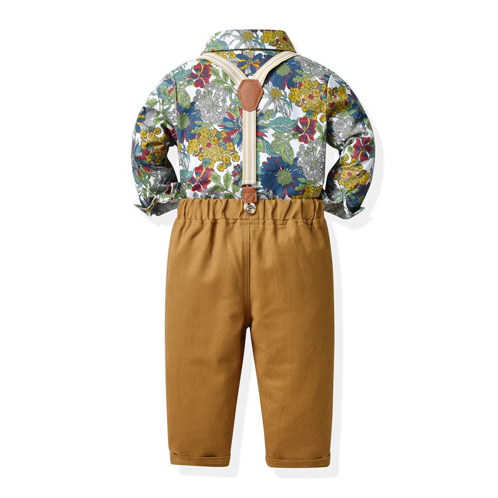 Children's Clothing Boy's Beach Wind Flower Shirt Outfit Children's Suit