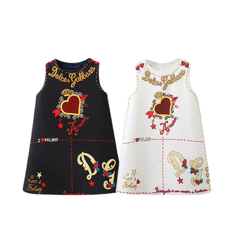 Children's Skirt Love Sleeveless Vest Fashionable Clothing Children's Dress