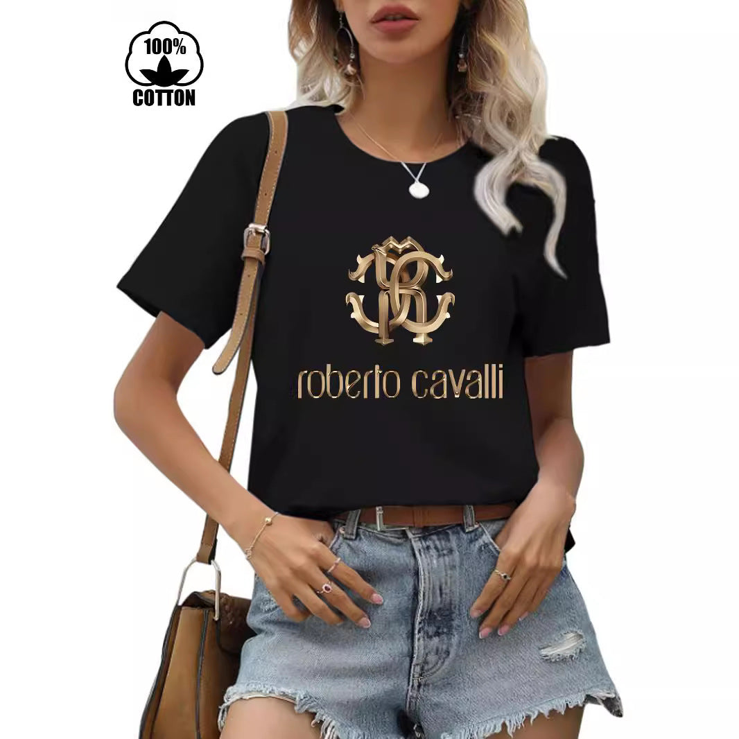 Women's Cotton Short-sleeved Round Neck Print Women's T-shirt