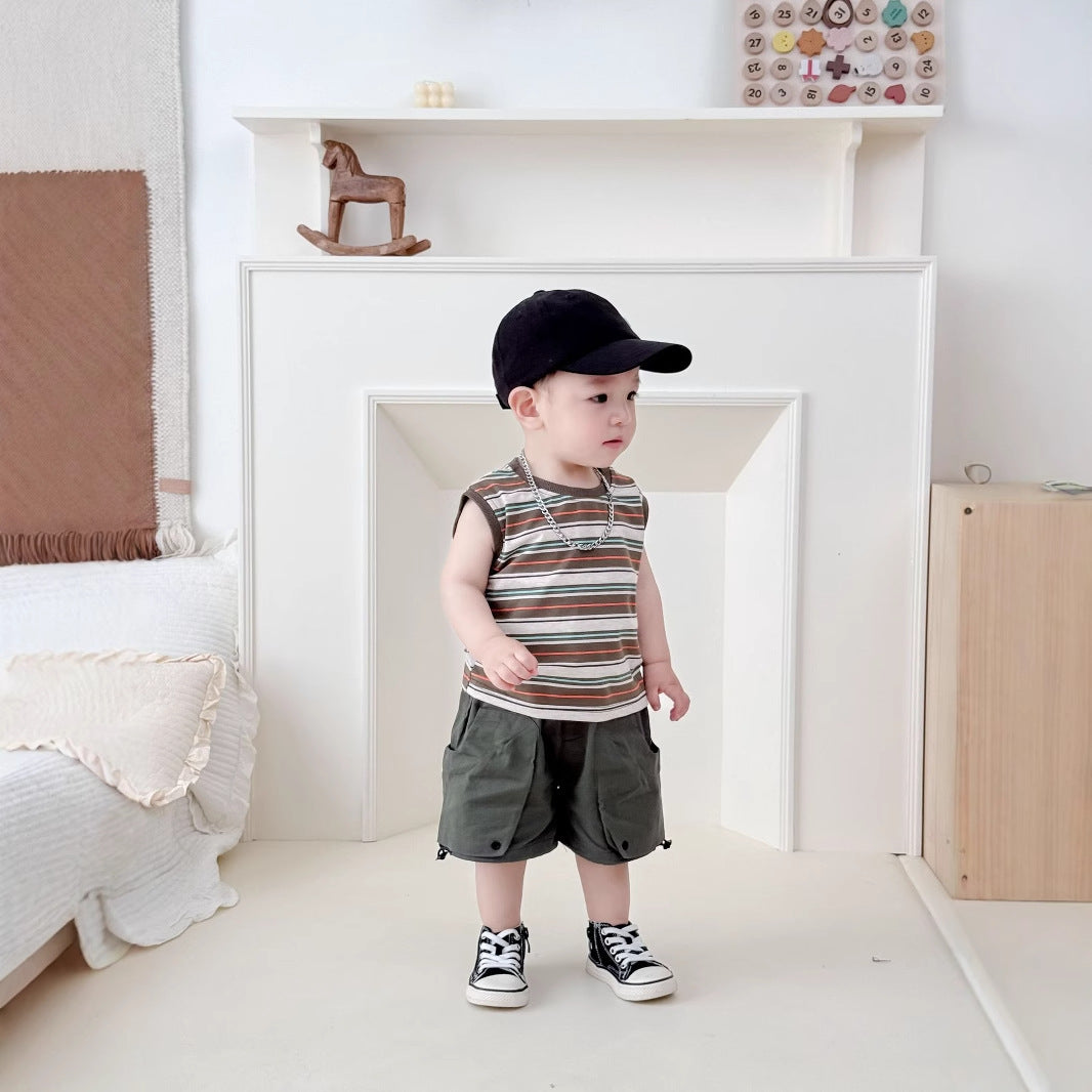 Boy Vintage Stripe Sleeveless Top Female Out Children's T-shirt