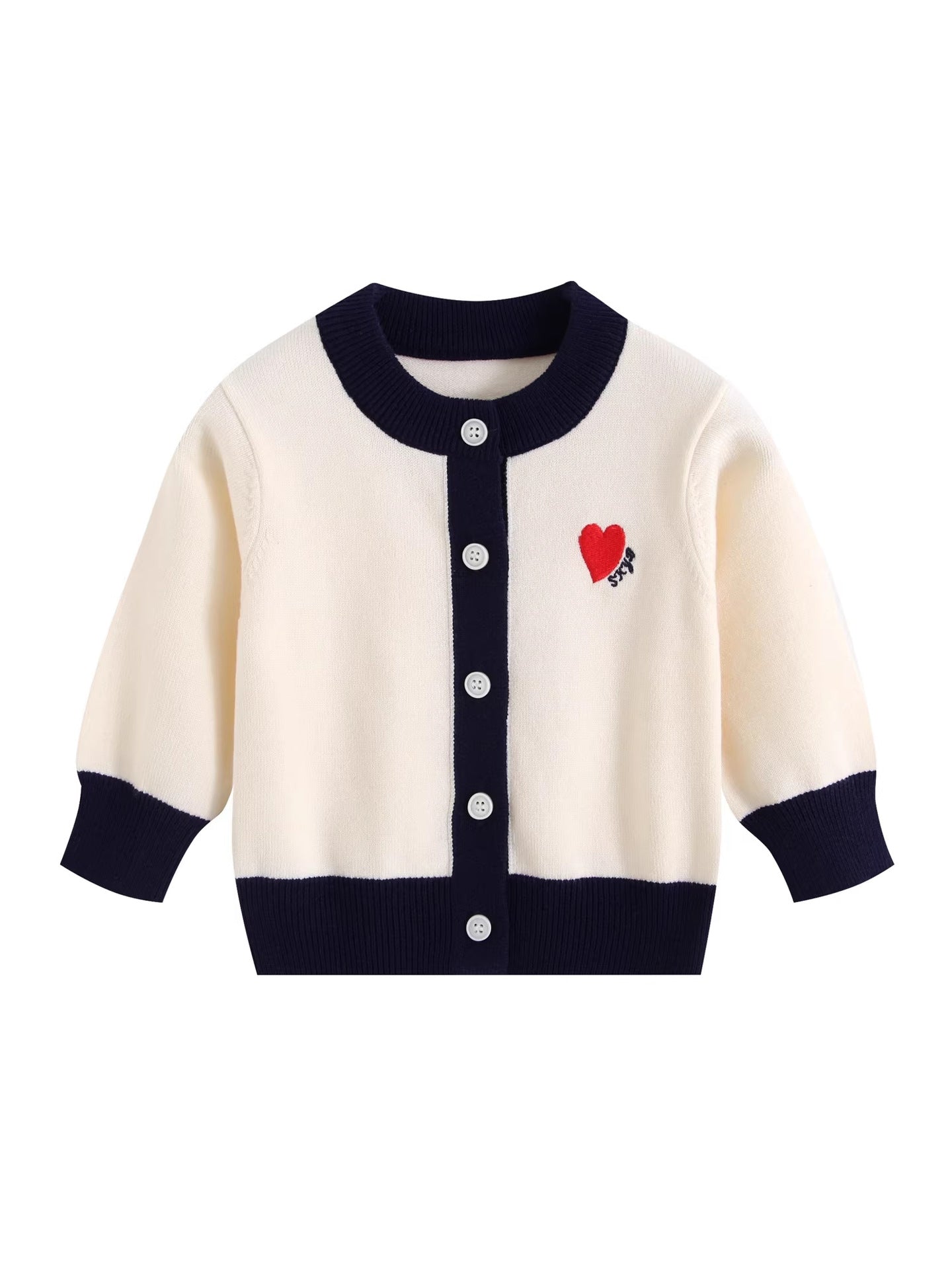 Style Knitting Love Contrast Color Coat Short Sleeve Children's Suit