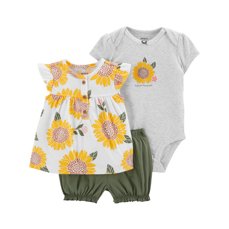 Children's Summer Clothing Short-sleeved Shorts T-shirt Three-piece Children's Suit