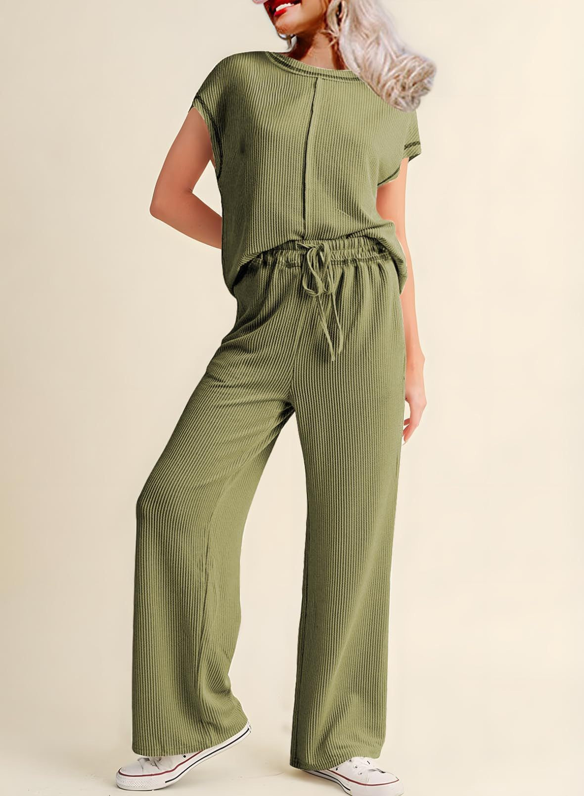 Women's Three-quarter Sleeve Rope Solid Color Commute Suits