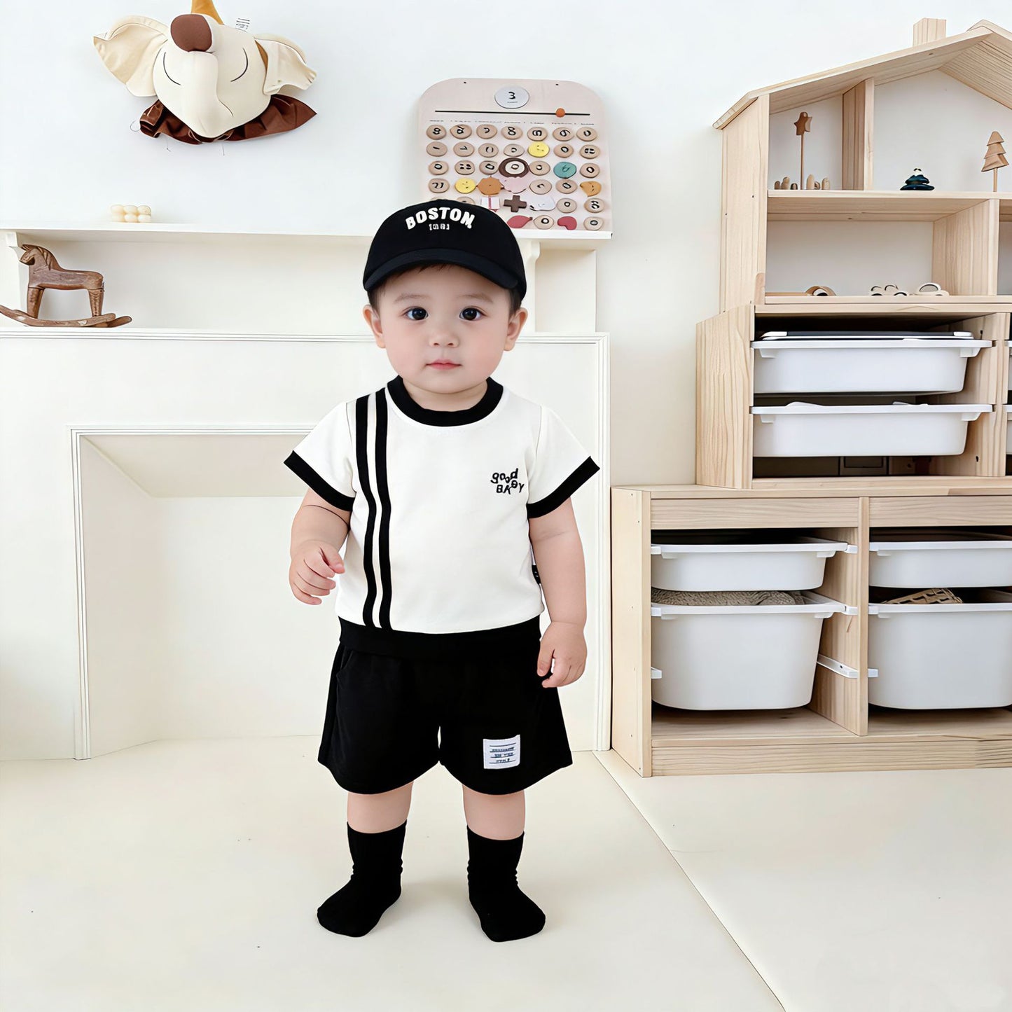 Children's Short Sleeve Tops Infant Summer Beads Polo Collar Top Children's T-shirt