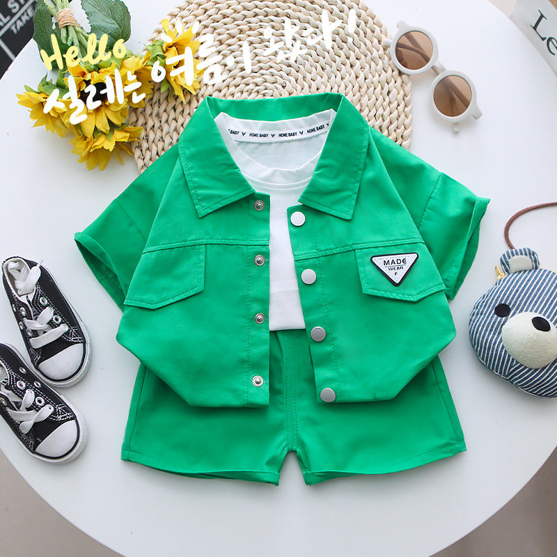 Summer Short Sleeve Shirt Outfit Handsome Infant Two-piece Children's Suit