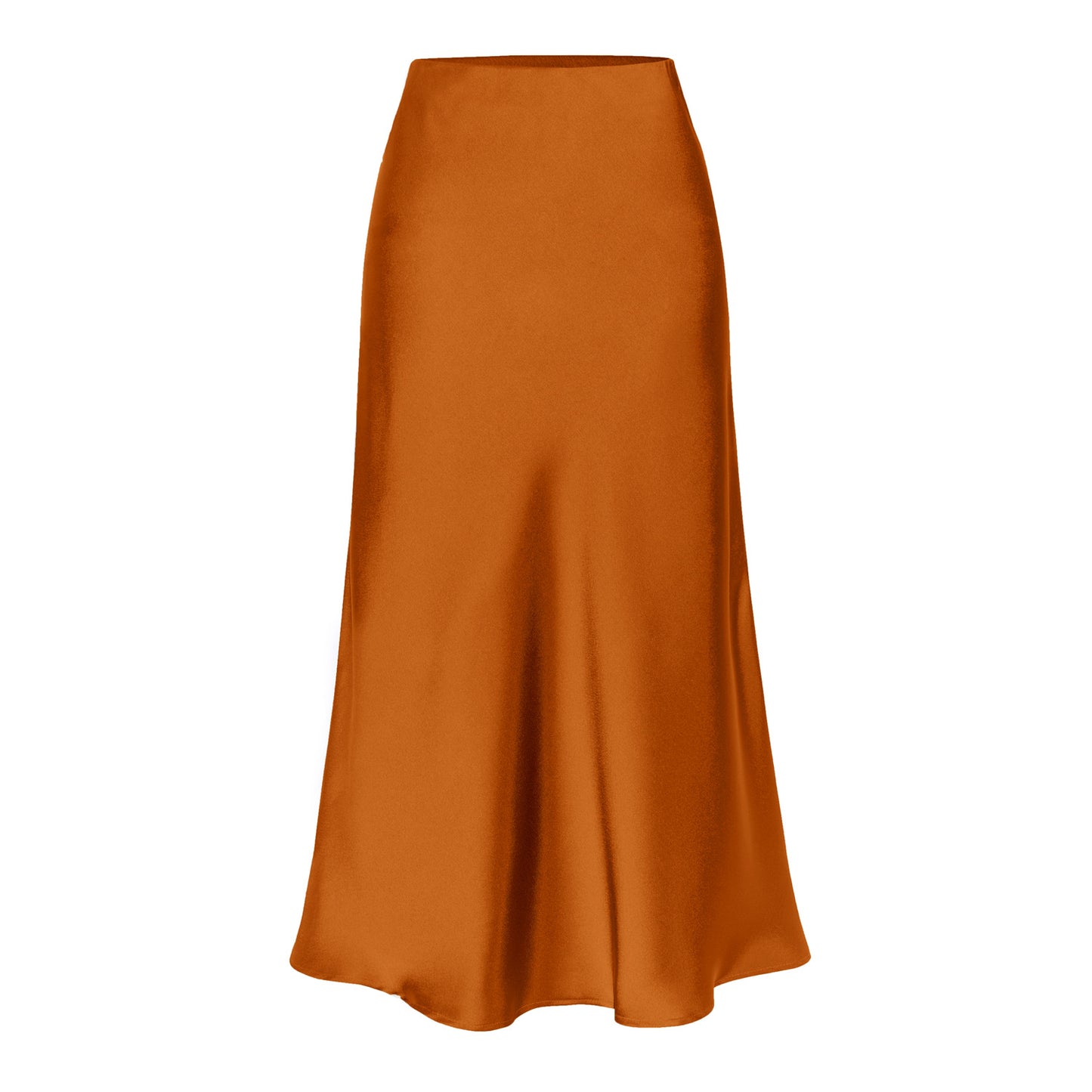 Women's Quality Acetate Satin Elastic Waist Pure Color Skirt