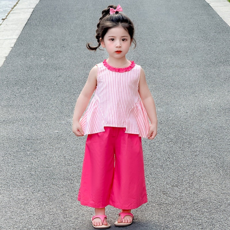 Sweet Set Summer Lace Collar Vest Children's Suit