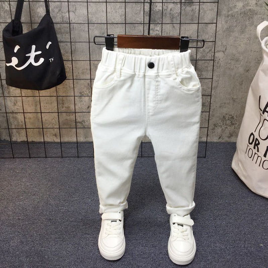 Children's Clothing White Casual Korean Slim Trousers Thin Children's Pants