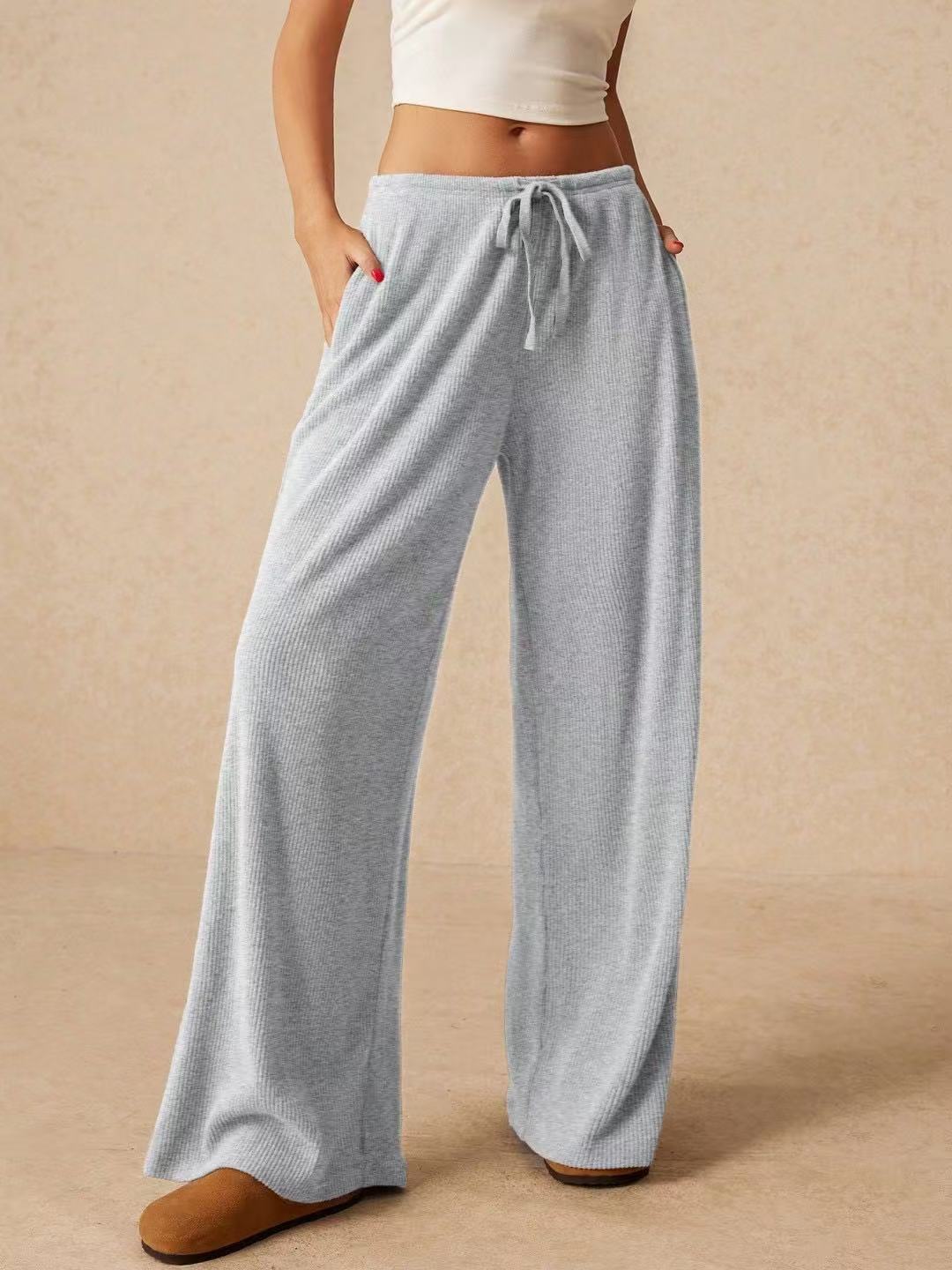 Women's Fashion Elegant Wide Leg Trousers Elastic Casual Pants