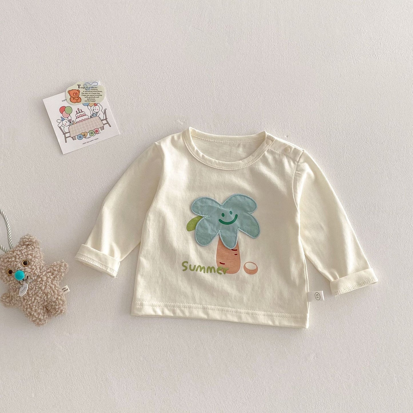Children's Old Boy Korean Style Western Patch Bottoming Shirt Fashion Spring Children's T-shirt