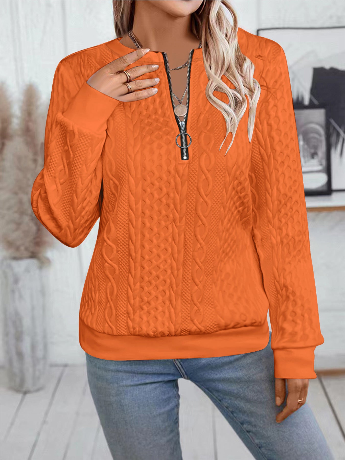 Innovative Popular Women's Casual Neckline Zipper Sweaters