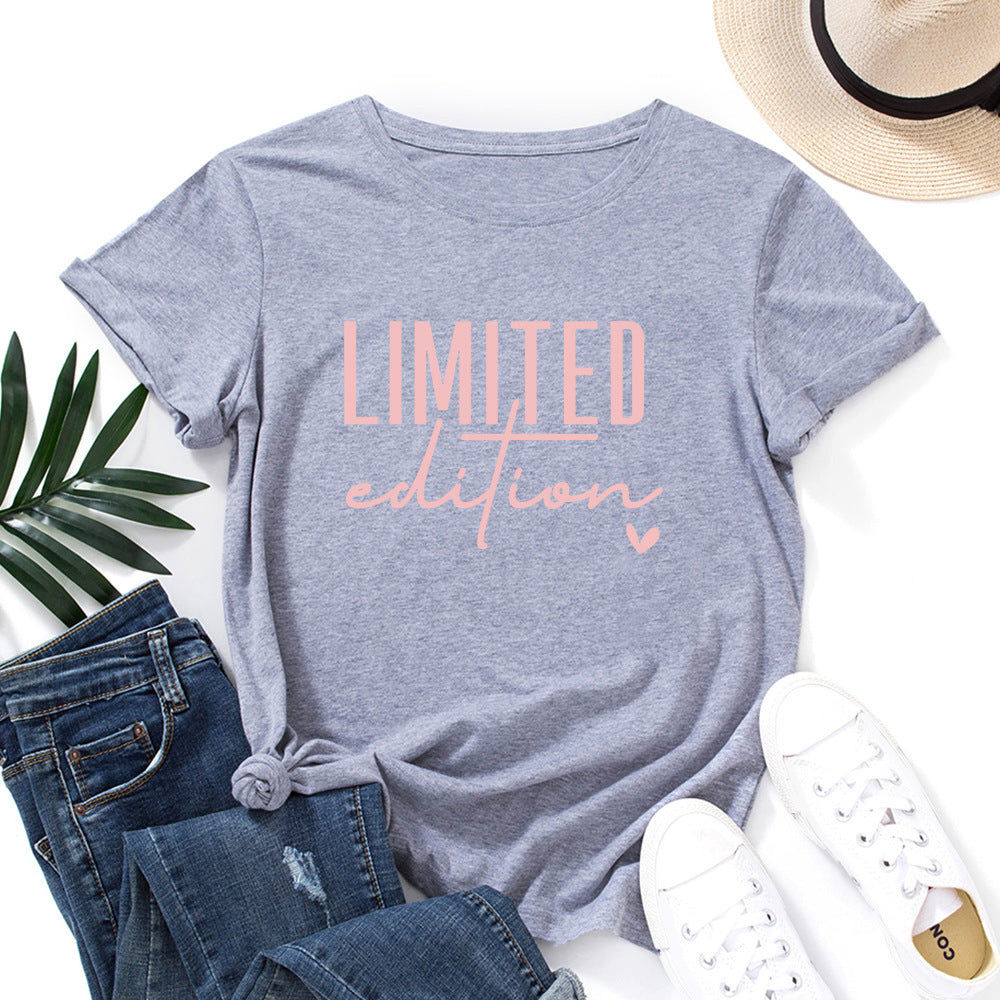 Women's Printed Loose Round Neck Sleeve Women's T-shirt